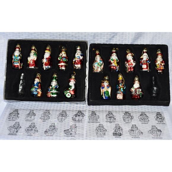 2002 Thomas Pacconi Classics Blown Glass Christmas Ornaments Set of 16 Santas - Picture 2 of 9